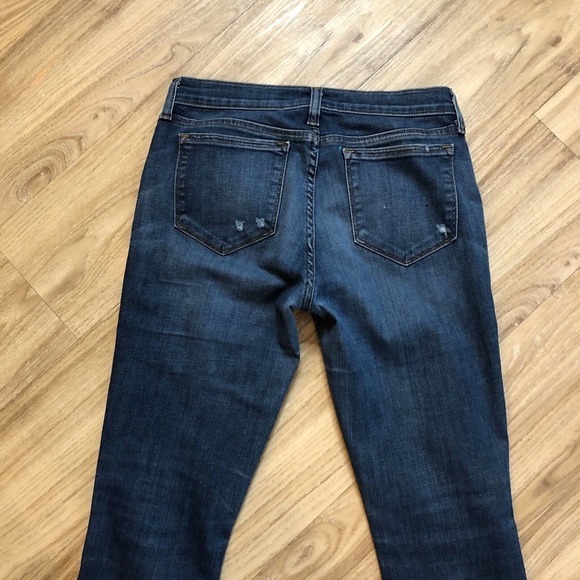 J Crew Toothpick Jeans Women's Size 28 Dark Wash Distressed Tore Patch - Picture 7 of 8